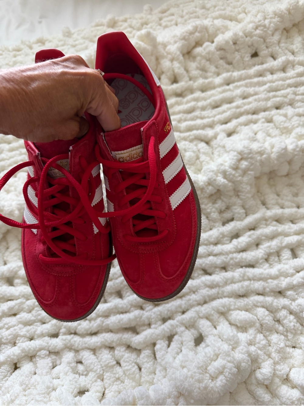 adidas red suede Spezial sneakers with white stripes - Picture 7 of 7